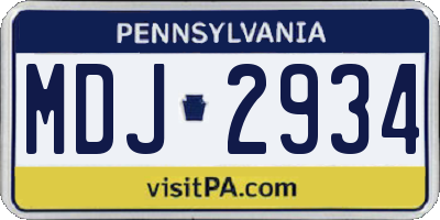 PA license plate MDJ2934