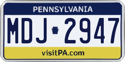 PA license plate MDJ2947