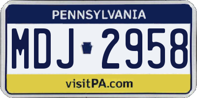 PA license plate MDJ2958