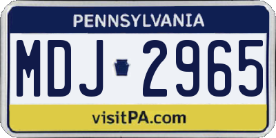 PA license plate MDJ2965