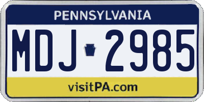 PA license plate MDJ2985