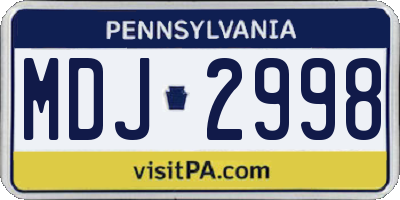 PA license plate MDJ2998