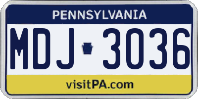 PA license plate MDJ3036