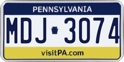 PA license plate MDJ3074