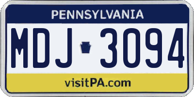 PA license plate MDJ3094