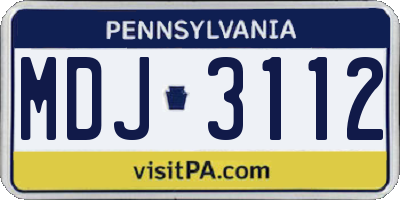 PA license plate MDJ3112