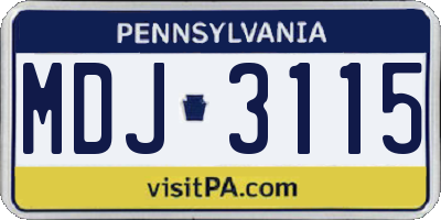 PA license plate MDJ3115