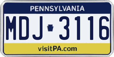 PA license plate MDJ3116