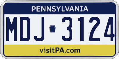 PA license plate MDJ3124