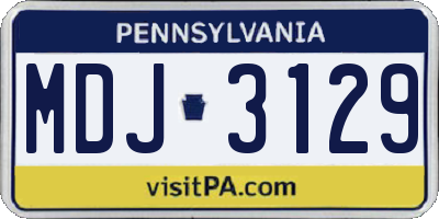 PA license plate MDJ3129