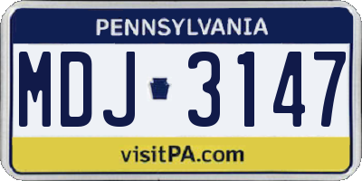 PA license plate MDJ3147