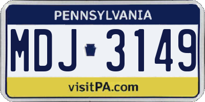 PA license plate MDJ3149