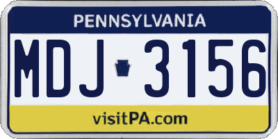 PA license plate MDJ3156