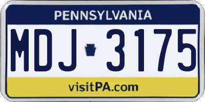 PA license plate MDJ3175