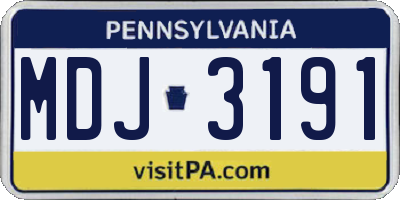 PA license plate MDJ3191