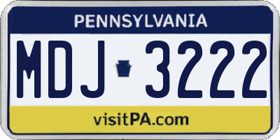 PA license plate MDJ3222
