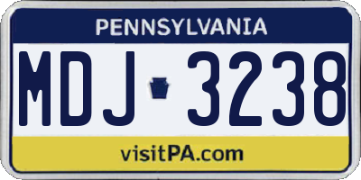 PA license plate MDJ3238