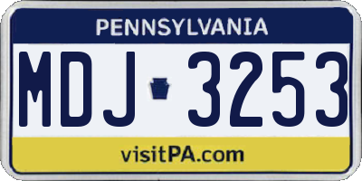 PA license plate MDJ3253