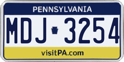 PA license plate MDJ3254
