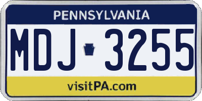 PA license plate MDJ3255