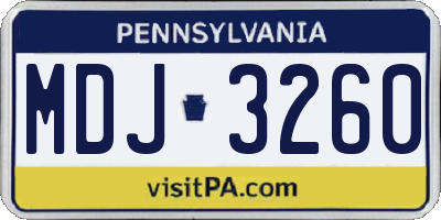 PA license plate MDJ3260