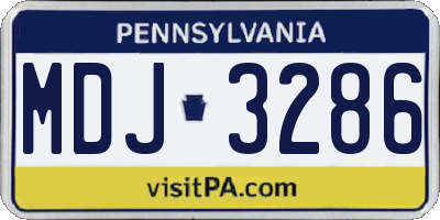 PA license plate MDJ3286