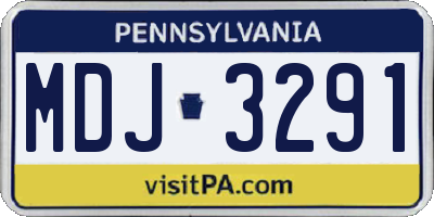 PA license plate MDJ3291