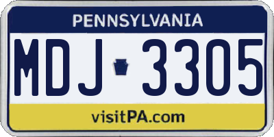 PA license plate MDJ3305