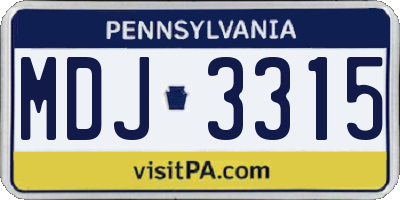 PA license plate MDJ3315