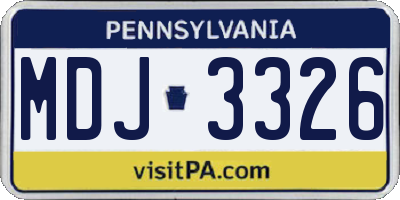 PA license plate MDJ3326