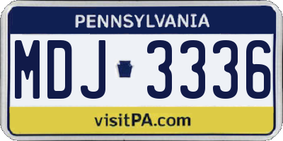PA license plate MDJ3336