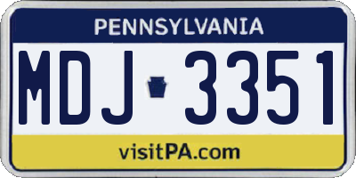 PA license plate MDJ3351