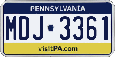 PA license plate MDJ3361