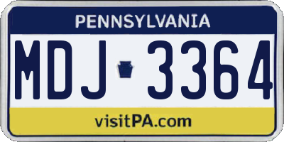 PA license plate MDJ3364