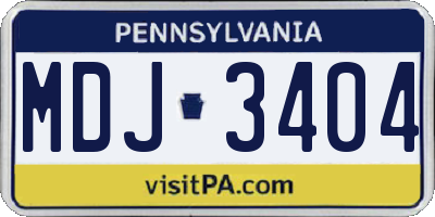 PA license plate MDJ3404