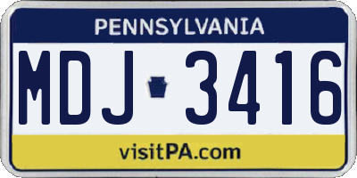 PA license plate MDJ3416