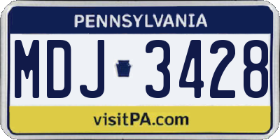 PA license plate MDJ3428