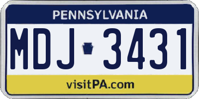 PA license plate MDJ3431