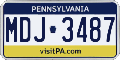 PA license plate MDJ3487