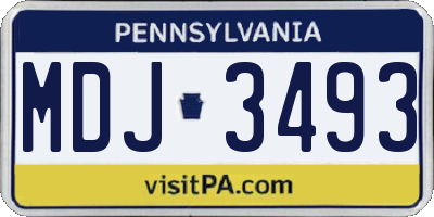 PA license plate MDJ3493