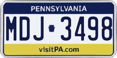 PA license plate MDJ3498