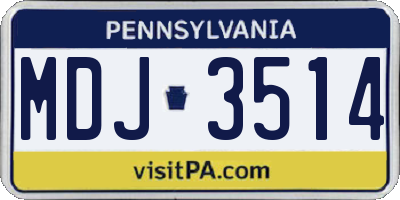 PA license plate MDJ3514