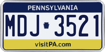 PA license plate MDJ3521