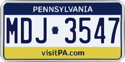 PA license plate MDJ3547