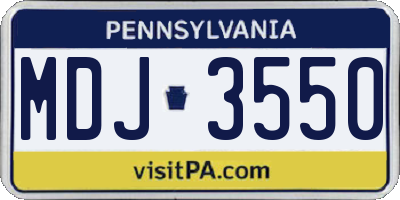 PA license plate MDJ3550