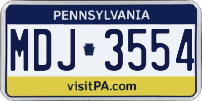PA license plate MDJ3554