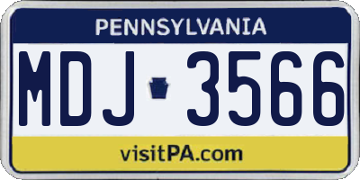 PA license plate MDJ3566
