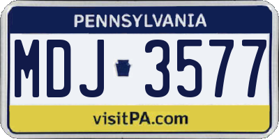 PA license plate MDJ3577