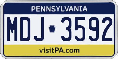 PA license plate MDJ3592
