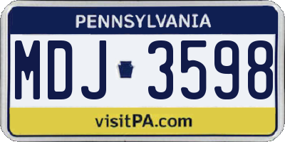 PA license plate MDJ3598